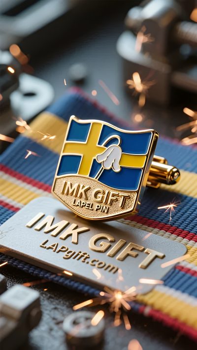 in994-Manschettknappar-med-liljekonvalj-och-Blå-Korsflagga-Odödlig-ed-i-ljusglimt